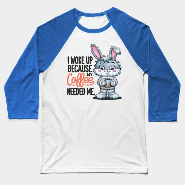 Coffee Bunny Baseball T-Shirt by Dylante